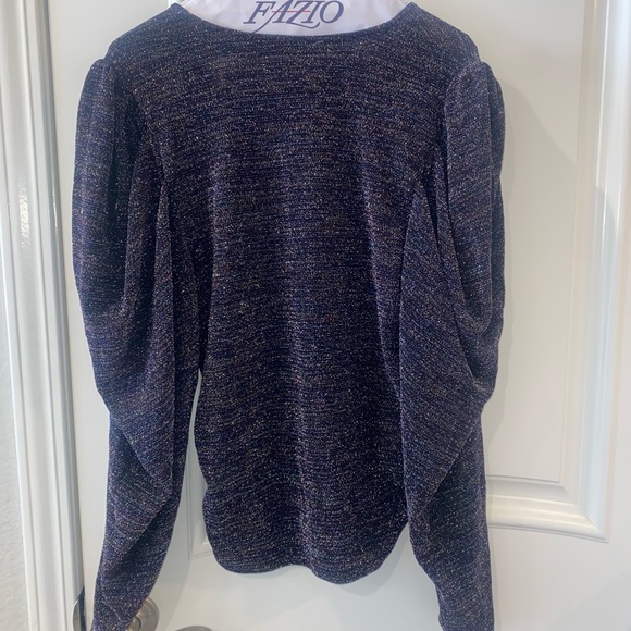 Ramy Brook Charlize Keyhole-Front Metallic Top Size L in Purple Multi - Picture 16 of 16